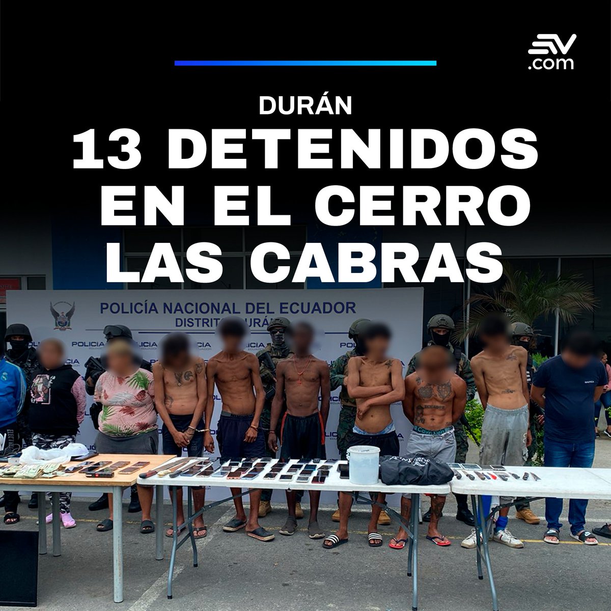 📍 #Durán 🚨📌 Además de los aprehendidos, los agentes decomisaron droga, armas de fuego, municiones, drones, machetes, más de USD 6 000 en efectivo, entre otros indicios. 📲 bit.ly/4aycGaf