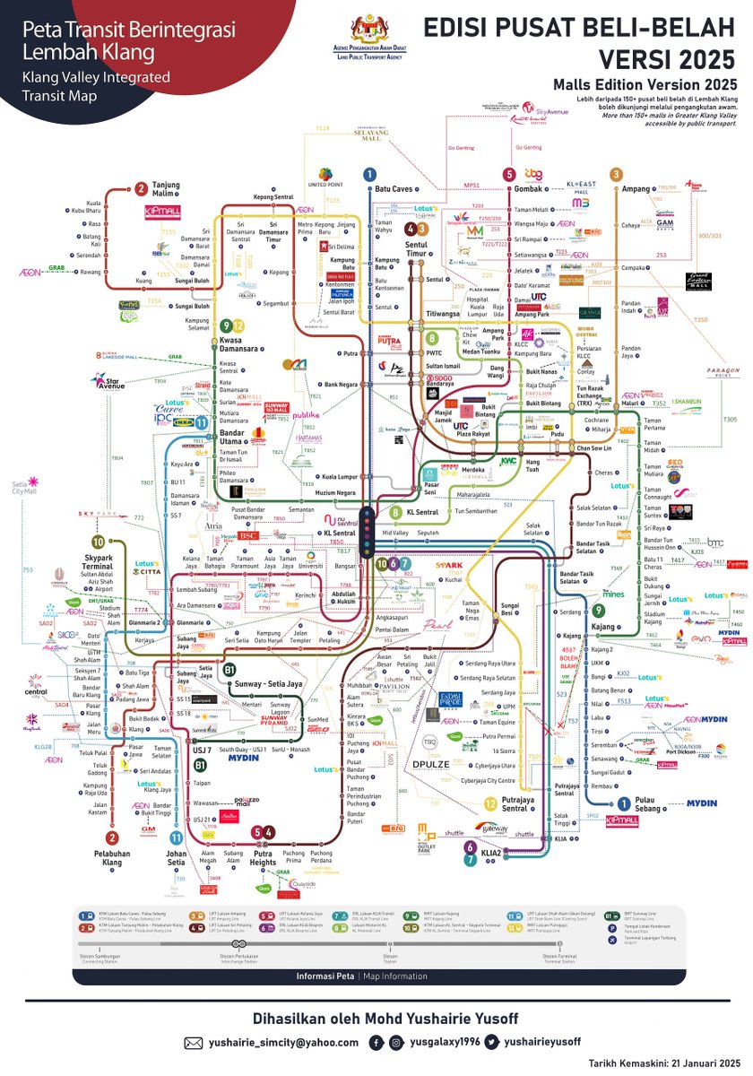 Mohd Yushairie Yusoff (@yushairieyusoff) on Twitter photo Akhirnya saya telah menghasilkan versi terkini Klang Valley Transit Map: Malls Edition, selepas kali terakhir kemaskini pada Mei 2023. Peta ini memaparkan lebih dari 150+ pusat beli-belah yang berdekatan dengan stesen rel.
<a href="/transitmalaysia/">TRANSIT Malaysia</a> Akhirnya saya telah menghasilkan versi terkini Klang Valley Transit Map: Malls Edition, selepas kali terakhir kemaskini pada Mei 2023. Peta ini memaparkan lebih dari 150+ pusat beli-belah yang berdekatan dengan stesen rel.
<a href="/transitmalaysia/">TRANSIT Malaysia</a>