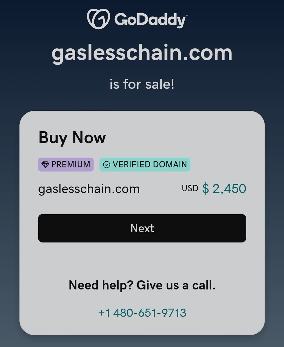 For sale!! 
GaslessChain.com for just $2450

#domain #DomainNameForSale 
#crypto #gasless #coin #crypto #chain