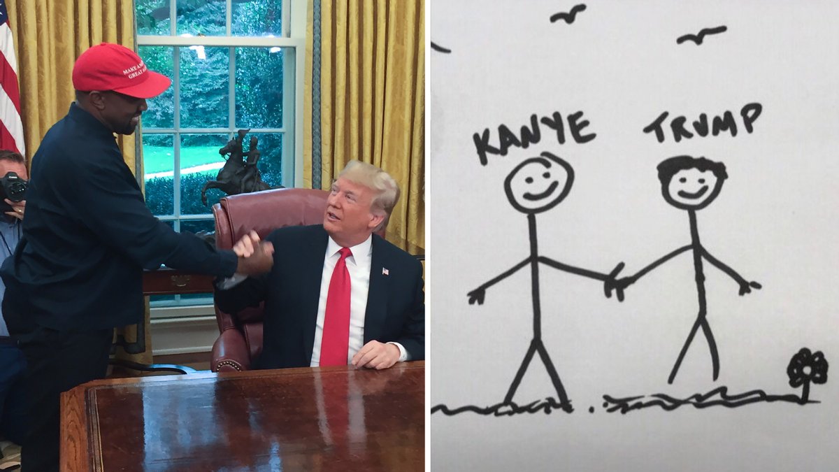 ❌ No, a screenshot didn't authentically show Donald Trump saying “Thank you  Kanye, very cool” in response to a stick-figure drawing.  https://t.co/vTo77qZCgl, image size:1200x675
