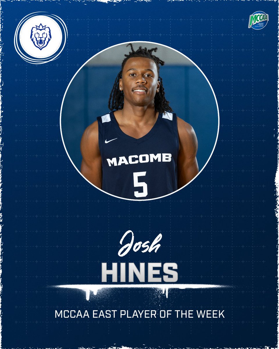 Two Ranked Wins ✌️

<a href="/MacombMBB/">Macomb Men's Basketball</a> sophomore guard Josh Hines earns MCCAA Eastern Conference Player of the Week honors after leading the No. 4 Monarchs to a pair of ranked wins while averaging 28.5 PPG on 65.4% shooting overall and a 45.5% effort from 3-point land!