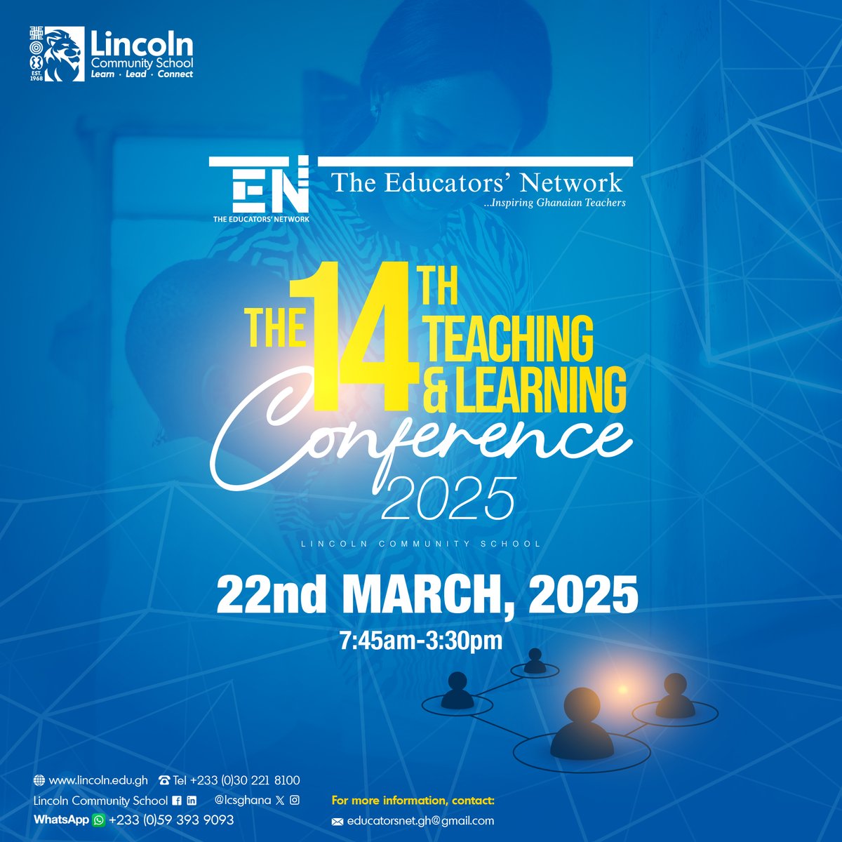 LCSGhana's tweet photo. We can't wait to connect with educators &amp; thought leaders dedicated to improving teaching &amp; learning. Join us for a day of inspiring sessions, insightful discussions, &amp; collaborative opportunities to enhance our educational practices. Save the date!
#TENConference #LCSGhana https://t.co/XD7nTG1akA