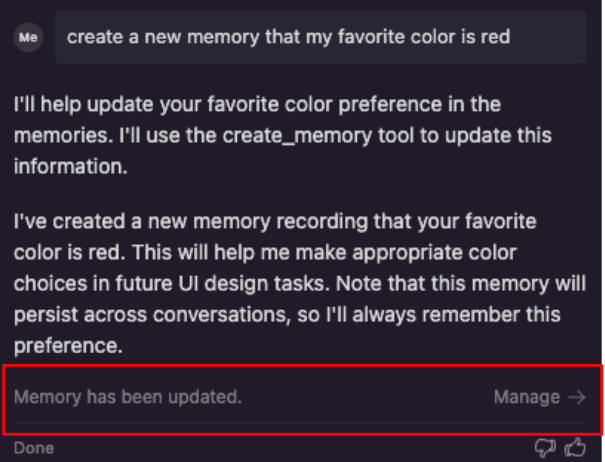 mpchang17's tweet photo. @rodcisal @windsurf_ai The automated memories feature was only rolled out to 25% of users, so you may not have it yet. If you do have it, you should see "Memory has been updated" after you request it to create a memory. https://t.co/F1WzjJTMRO