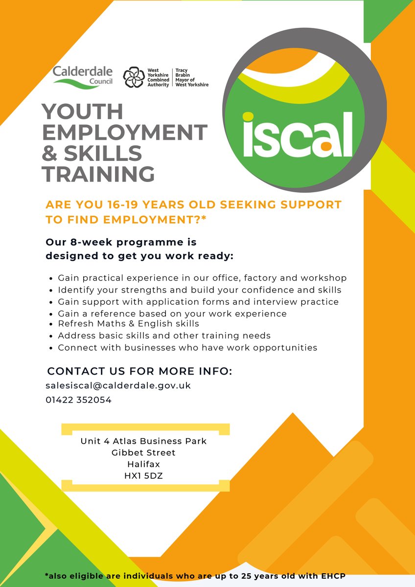Grow Your Future (@gyfcalderdale) on Twitter photo Are you aged 16-19 looking to build the skills needed for the world of work?
Sign up to our free 8 week Youth Employment & Skills Training!
To sign up: salesiscal@calderdale.gov.uk / 01422 352054
#halifaxtraining #CareerDevelopment #SkillsDevelopment #cvsupport #careersadvice Are you aged 16-19 looking to build the skills needed for the world of work?
Sign up to our free 8 week Youth Employment & Skills Training!
To sign up: salesiscal@calderdale.gov.uk / 01422 352054
#halifaxtraining #CareerDevelopment #SkillsDevelopment #cvsupport #careersadvice