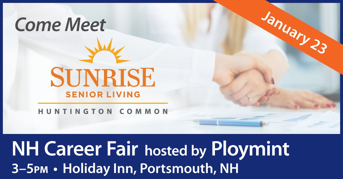 PloymintNH's tweet photo. Come meet @SunriseSrLiving's Huntington Common and other great employers at the #NHCareerFair. Learn more at https://t.co/Drilp53ApW

#Ploymint #JobsInNH #CareerFair #JobFair #NewHampshire https://t.co/xoUrZ3517G