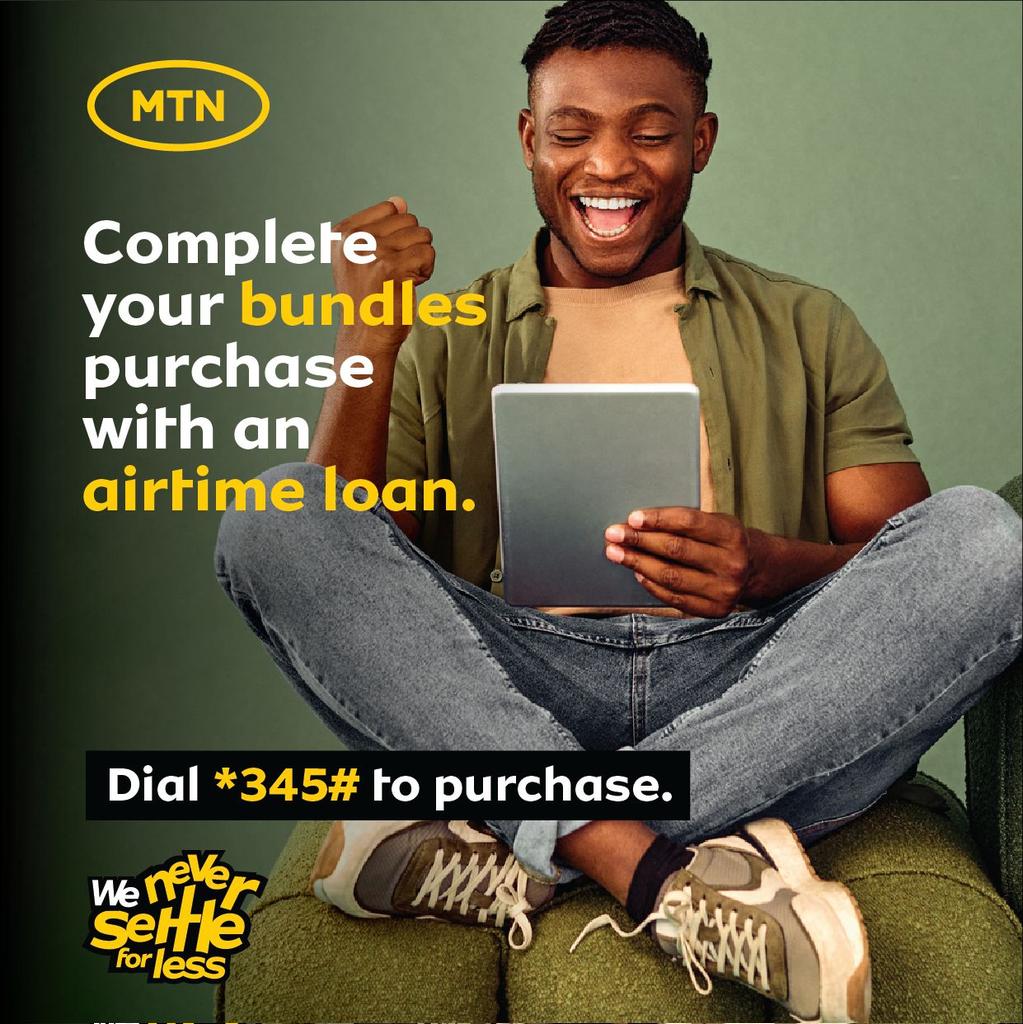 MTNRwanda's tweet photo. Need bundles but short on airtime? Complete your purchase instantly with an airtime loan! Dial *345# to get started. #StayConnected #MTNbundleloans #Weneversettleforless https://t.co/Y7oHLARkaQ