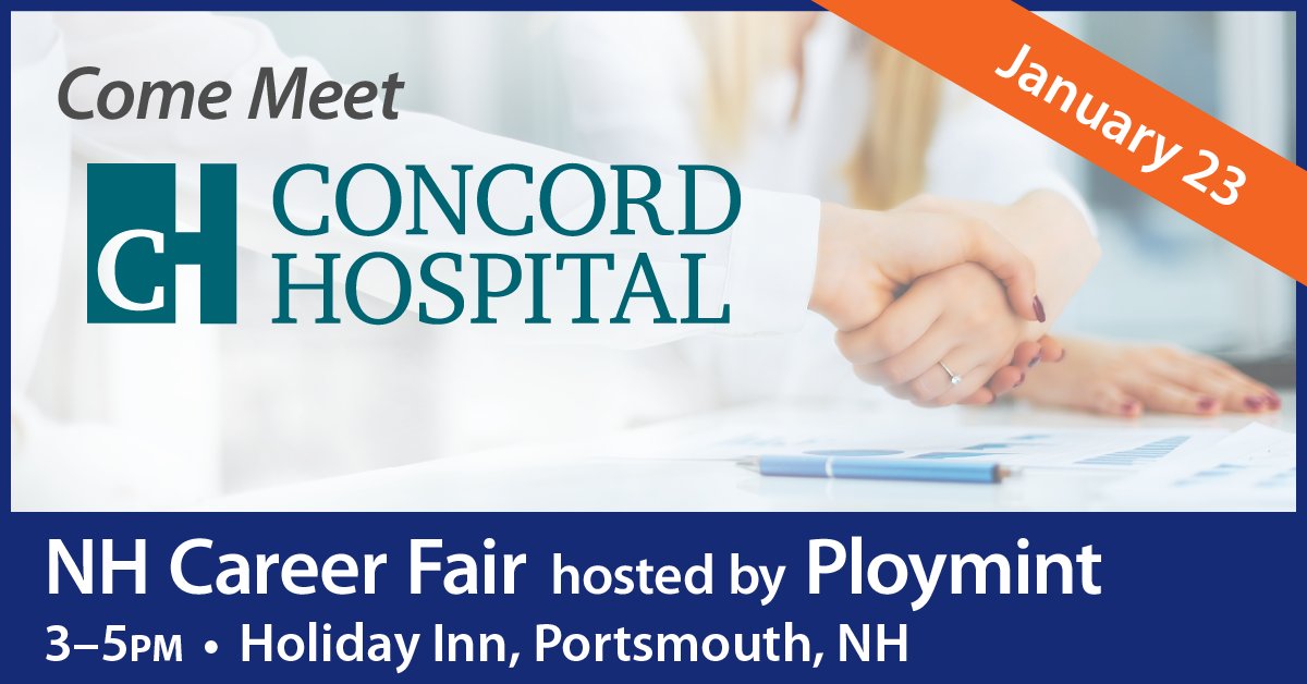 PloymintHQ's tweet photo. Come meet @ConcordHospital and other great employers at the #NHCareerFair. Learn more: https://t.co/CXCsjNg796

Upload your resume ahead of the Career Fair by applying to their NH Career Fair post: https://t.co/f7vp8wKNGm

#Ploymint #JobsInNH #CareerFair #JobFair #NewHampshire https://t.co/HnhII3iOUQ