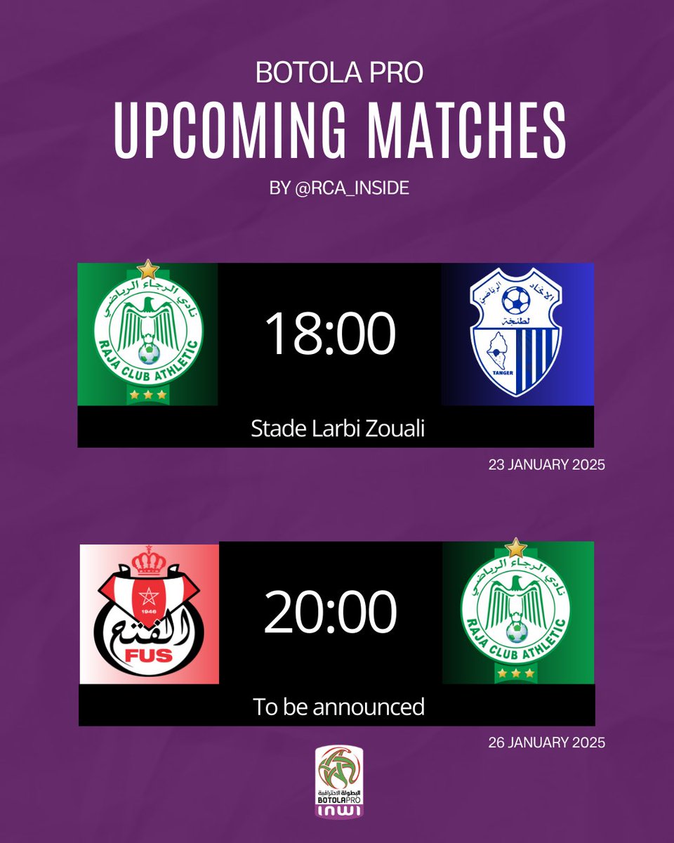 RCA_Inside's tweet photo. 🔙 Back to Botola 

📆 Two matches for this week. https://t.co/ko0xTfvi6l