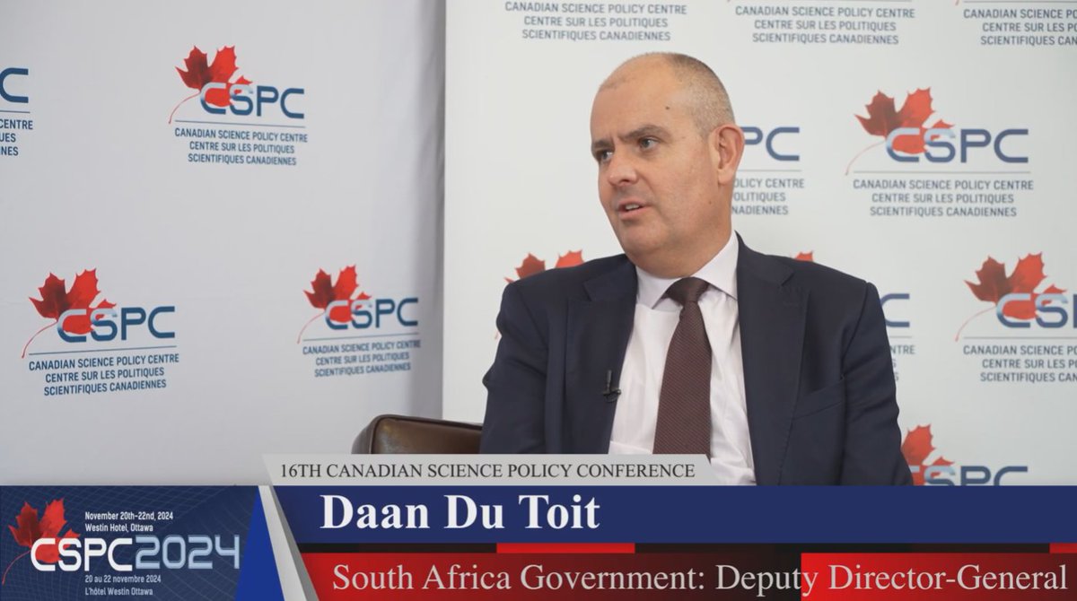 Canadian Science Policy Centre (CSPC) (@sciencepolicy) on Twitter photo Don’t miss our #CSPC2024 interview with Daan Du Toit <a href="/daandutoit/">Daan du Toit</a>, Deputy Director General of the South African Government and Mehrdad Hariri <a href="/MehrdadHariri/">Mehrdad Hariri</a>, CSPC CEO & President!
youtu.be/_eA7RAP5v6Y?si…
#CdnSci Don’t miss our #CSPC2024 interview with Daan Du Toit <a href="/daandutoit/">Daan du Toit</a>, Deputy Director General of the South African Government and Mehrdad Hariri <a href="/MehrdadHariri/">Mehrdad Hariri</a>, CSPC CEO & President!
youtu.be/_eA7RAP5v6Y?si…
#CdnSci