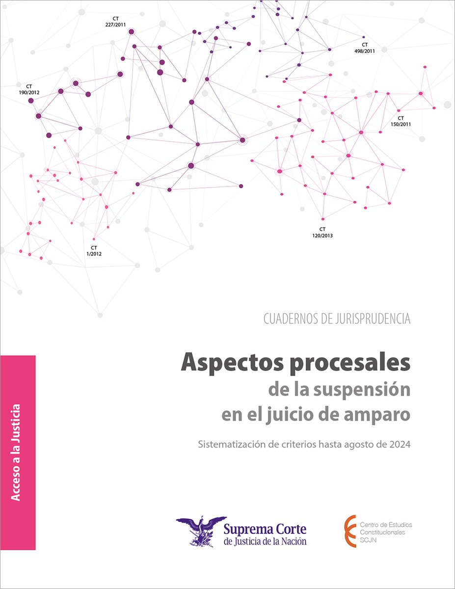 ¿Qué aspectos procesales deben operarse en la suspensión en el juicio de amparo? Este nuevo #CuadernoDeJurisprudencia reúne el desarrollo de esta figura en las resoluciones de la <a href="/SCJN/">Suprema Corte</a>.

Descárgalo de manera gratuita aquí 👉 sitios.scjn.gob.mx/cec/editorial/…