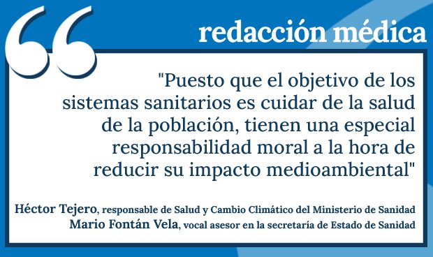 Redacción Médica (@redaccionmedica) on Twitter photo #Opinión I Nuevo artículo de Héctor Tejero, responsable de #Salud y Cambio Climático de <a href="/sanidadgob/">Ministerio de Sanidad</a>; y <a href="/MFontanVela/">Mario Fontán Vela</a>, vocal asesor en la secretaría de Estado de #Sanidad
✏️ 'Descarbonizar, con cuidado, los sistemas sanitarios'
➡️ tinyurl.com/3zax6kfe #Opinión I Nuevo artículo de Héctor Tejero, responsable de #Salud y Cambio Climático de <a href="/sanidadgob/">Ministerio de Sanidad</a>; y <a href="/MFontanVela/">Mario Fontán Vela</a>, vocal asesor en la secretaría de Estado de #Sanidad
✏️ 'Descarbonizar, con cuidado, los sistemas sanitarios'
➡️ tinyurl.com/3zax6kfe