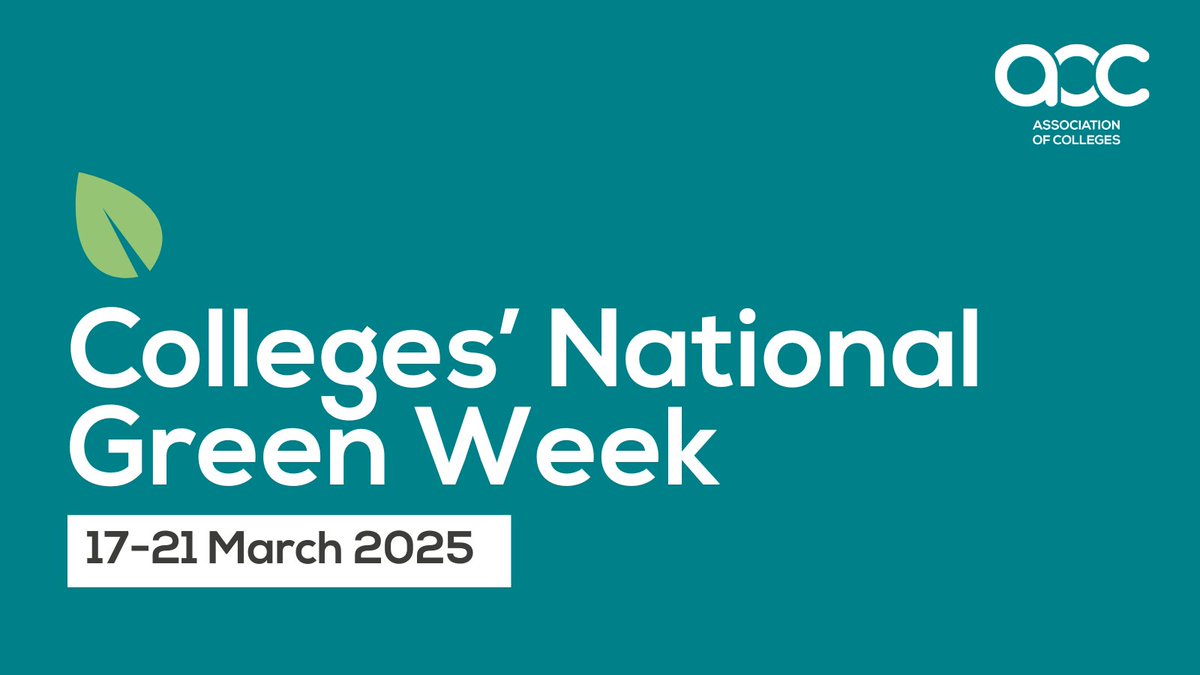 We are pleased to announce that we will be hosting a Colleges' National Green Week from 17-21 March 2025. This will be an exciting opportunity to highlight the key role colleges play in delivering the government’s mission on clean energy. #CNGW2025
aoc.co.uk/corporate-serv…