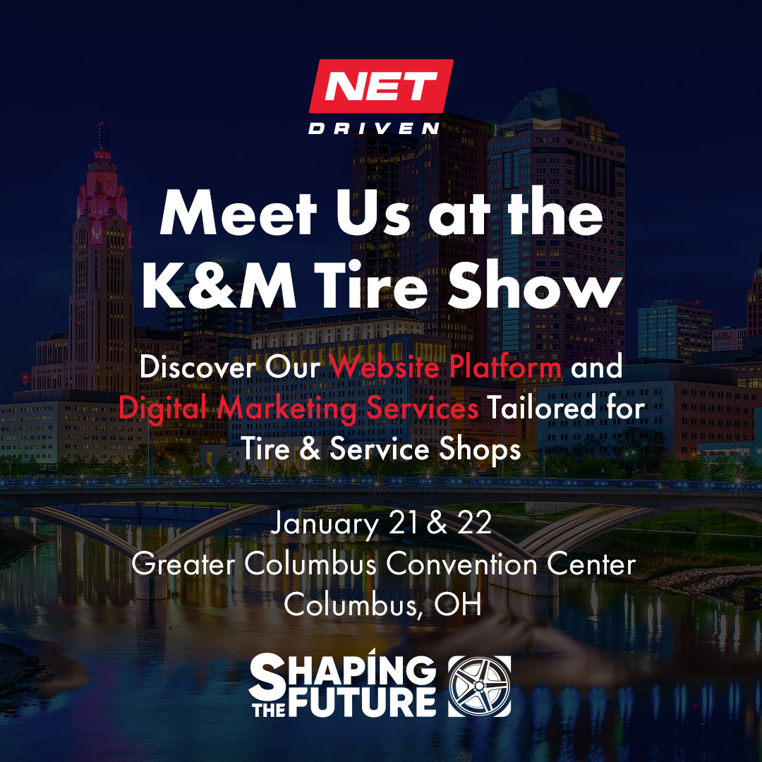 getnetdriven's tweet image. The K&amp;amp;M Tire Show is TODAY: okt.to/gQksCw
Stop by our booth to discover dynamic websites, reputation management tools, and digital marketing solutions to help your shop thrive. Connect with our team and get personalized recommendations. #KMTireShow