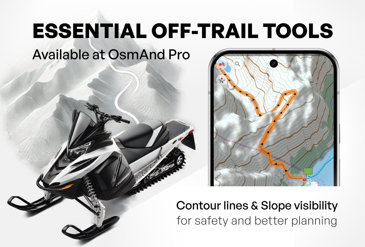 OsmAnd Pro offers the Contour Lines and Hillshades feature. Combined with Slope Visibility, these tools help you assess terrain safety, navigate challenging areas, and avoid hazards like avalanches or steep slopes. 

⚙️ To turn it on go to Topography at the Configure map menu.