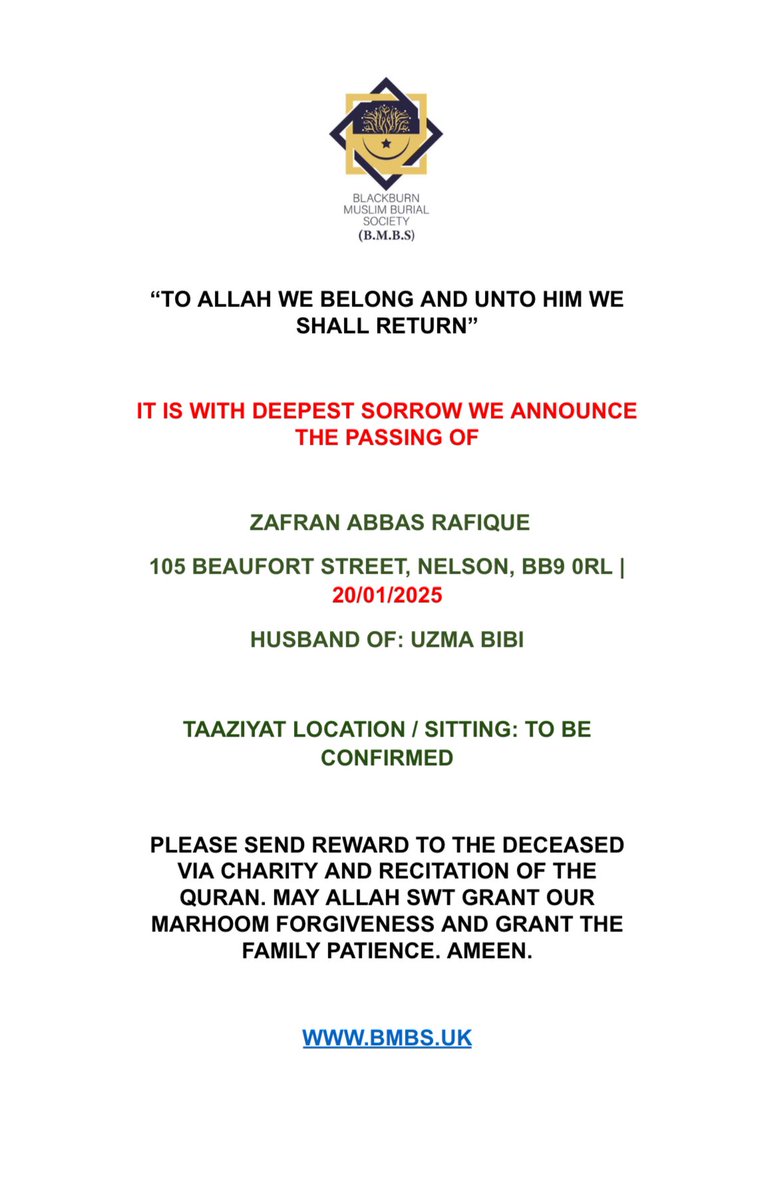 Blackburn Muslim Burial Society tweet media