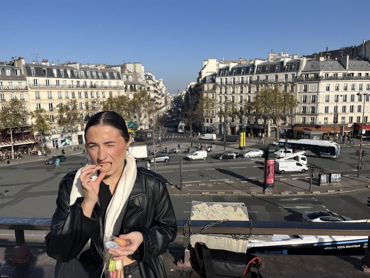 eating macaroons at THE spot