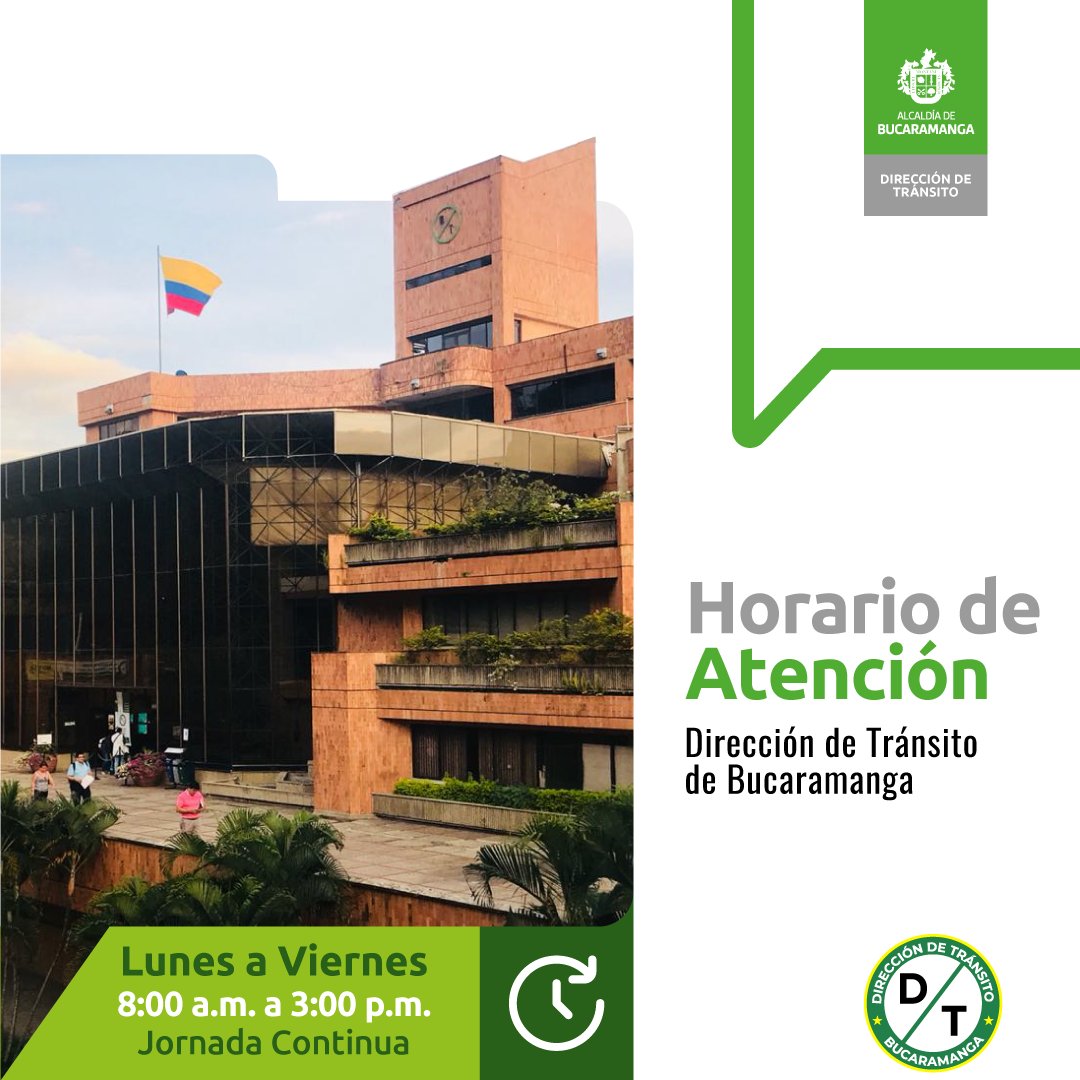 Apreciado usuario,        

En la sede administrativa de <a href="/transito_bga/">Transito Bucaramanga</a> estamos para servirte, ten presente nuestro horario de atención y acércate para brindarte un servicio cómodo y oportuno en todas tus diligencias.      

¡Recuerda que no necesitas intermediarios, nosotros te