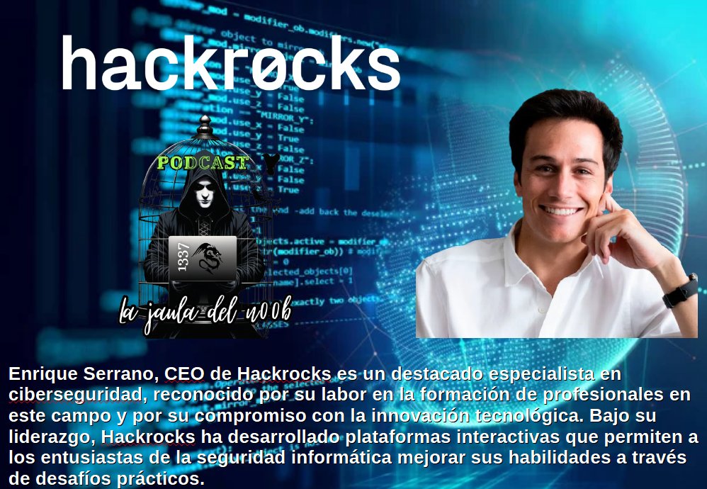 Próximamente en tu podcast favorito de hackers La Jaula del N00b <a href="/EnriqueITE/">Enrique Serrano Aparicio</a> CEO de <a href="/hackrocks_/">hackrocks</a>  🇪🇸🥷🎙️🇲🇽🔥 <a href="/debugsec1337/">DEBUGSEC ENTERPRISE🇲🇽</a> <a href="/HackersOIHEC/">OIHEC hackers</a> <a href="/AxelMetalCyber/">AxelMetal - AXCYBERSEC</a> <a href="/poolfme/">Pool Mendoza</a> #hacking #infosec #hackers #podcast #CyberSecurity