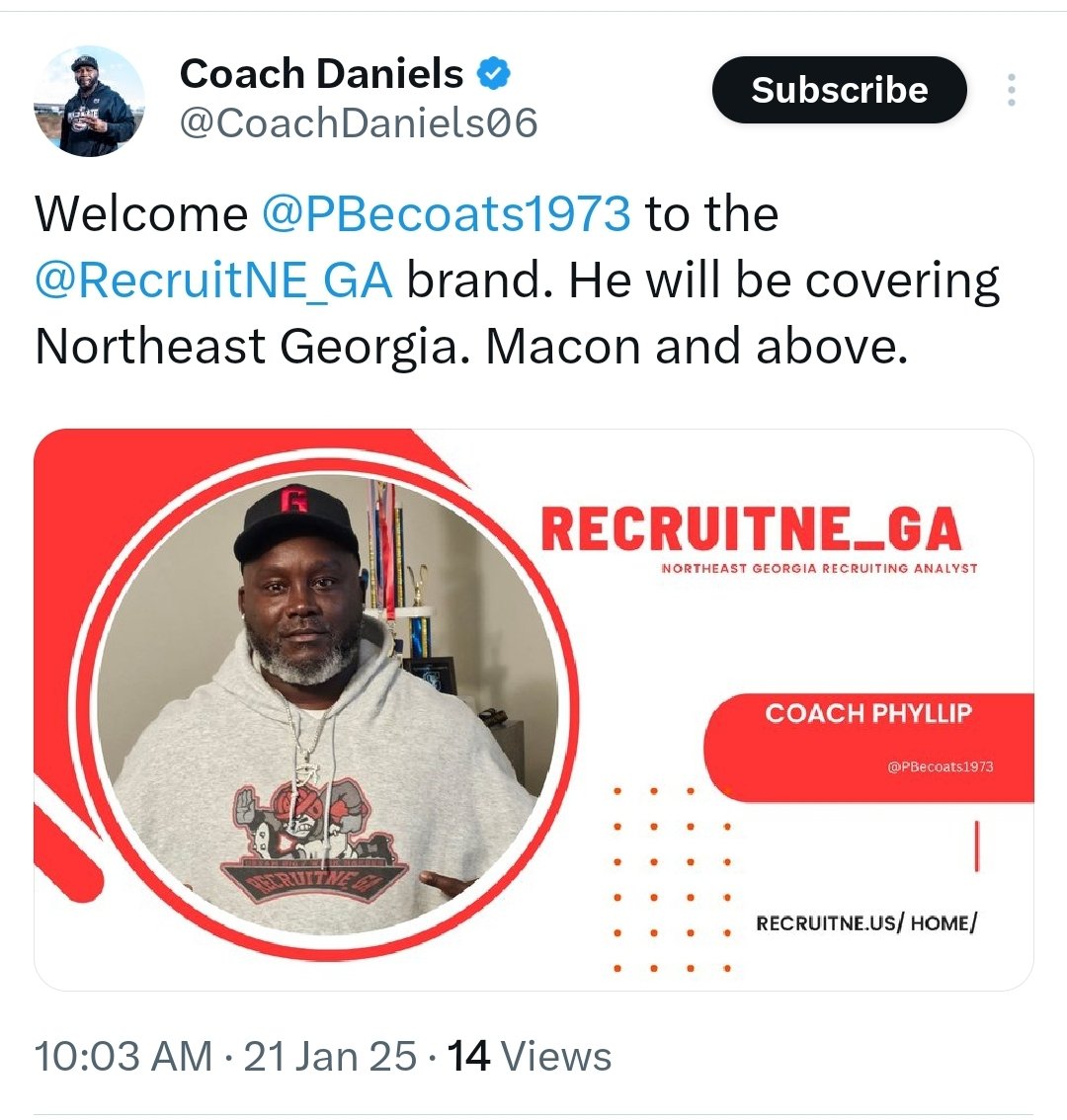 Coach Phyllip (@pbecoats1973) on Twitter photo Thank you again <a href="/CoachDaniels06/">Coach Daniels</a> for this opportunity. Time to put that work in <a href="/RecruitNE_GA/">RecruitNE_GA</a> <a href="/RedElephant_FB/">Gainesville HS Football</a> Thank you again <a href="/CoachDaniels06/">Coach Daniels</a> for this opportunity. Time to put that work in <a href="/RecruitNE_GA/">RecruitNE_GA</a> <a href="/RedElephant_FB/">Gainesville HS Football</a>