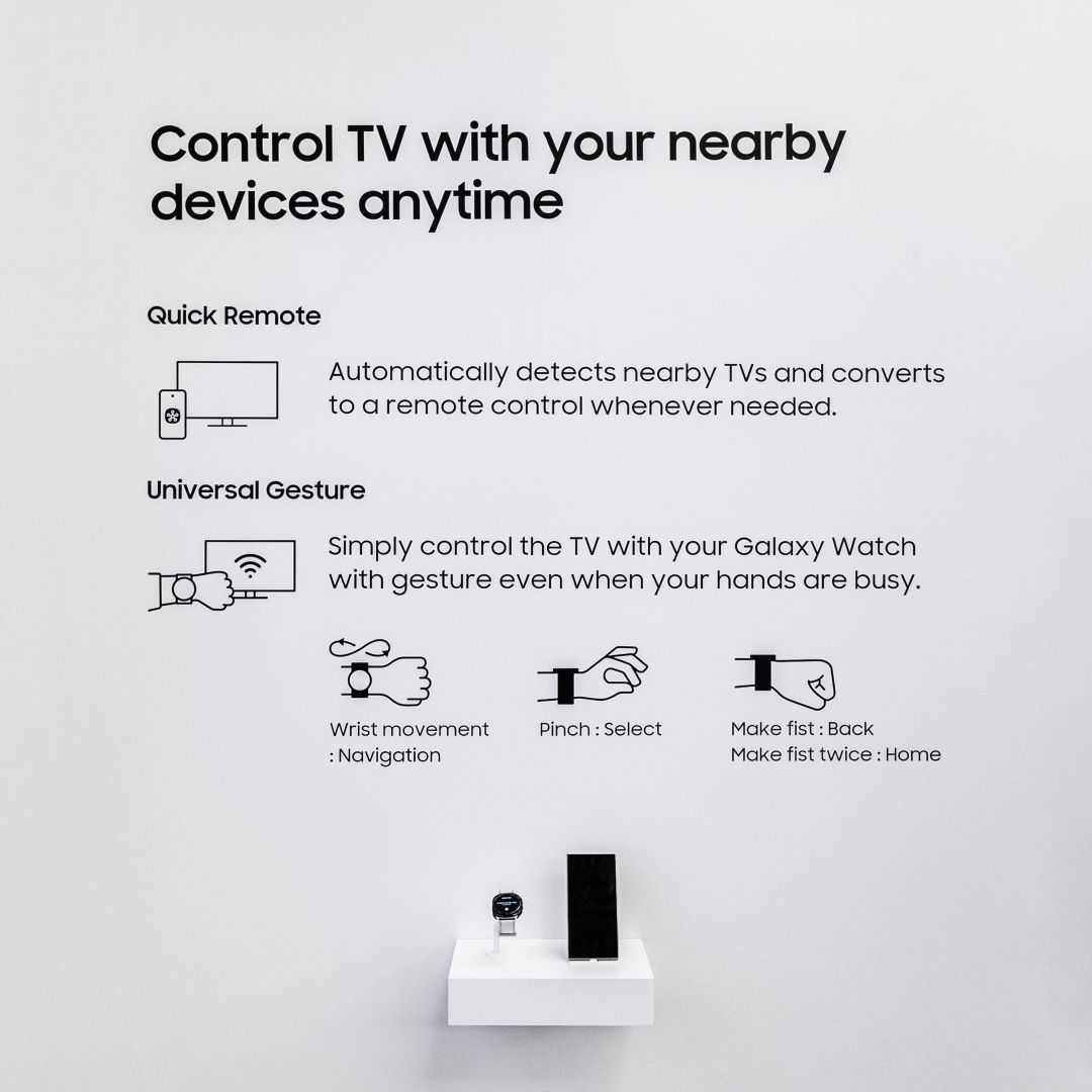 SamsungSrbija's tweet photo. Nema daljinskog? Nema problema. #UniversalGesture i #QuickRemote pretvaraju tvoje Galaxy uređaje u čarobne štapiće za tvoj TV. Besprekorno kontroliši TV pomoću telefona ili pametnog sata. 📱⌚ https://t.co/pGg0LgZf6T