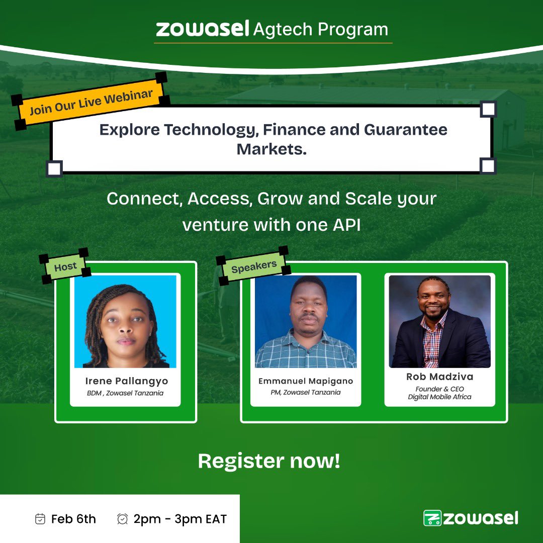 zowasel's tweet photo. Join Zowasel's Agtech Program Webinar!  

Learn how to scale your agribusiness with expert insights on compliance, quality, and exports.  

🔗 Register now:https://t.co/jI3Fm8DXQj 

#Agtech #Agribusiness #StartupSuccess #Zowasel #Webinar https://t.co/8yMyvjJMYg