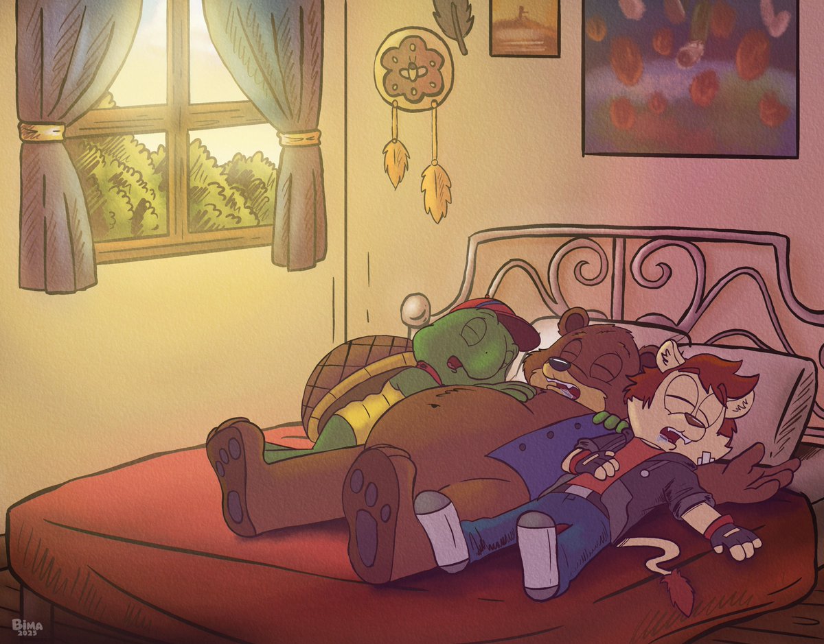bimbeaver27's tweet image. It seems that Leo, Franklin the Turtle, and Bear are taking a nap at Leo&apos;s house, tired from the adventures they had
---
Commission for @CubEmperor, thanks for ordering my commission! This reminds me of my favorite childhood cartoon!
#art #commission #franklintheturtle #fanart