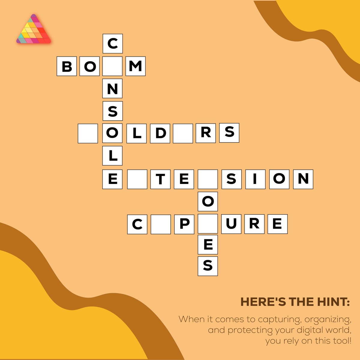 Boom_Console's tweet photo. Can you fill in all the words? ๐ค
Drop your answers in the comments and see if you've got it right! ๐
#BoomConsole #DigitalOrganization #ProductivityTool #SolveThePuzzle #ProductivityApp #AllInOneTool https://t.co/NiA5zYkbqd