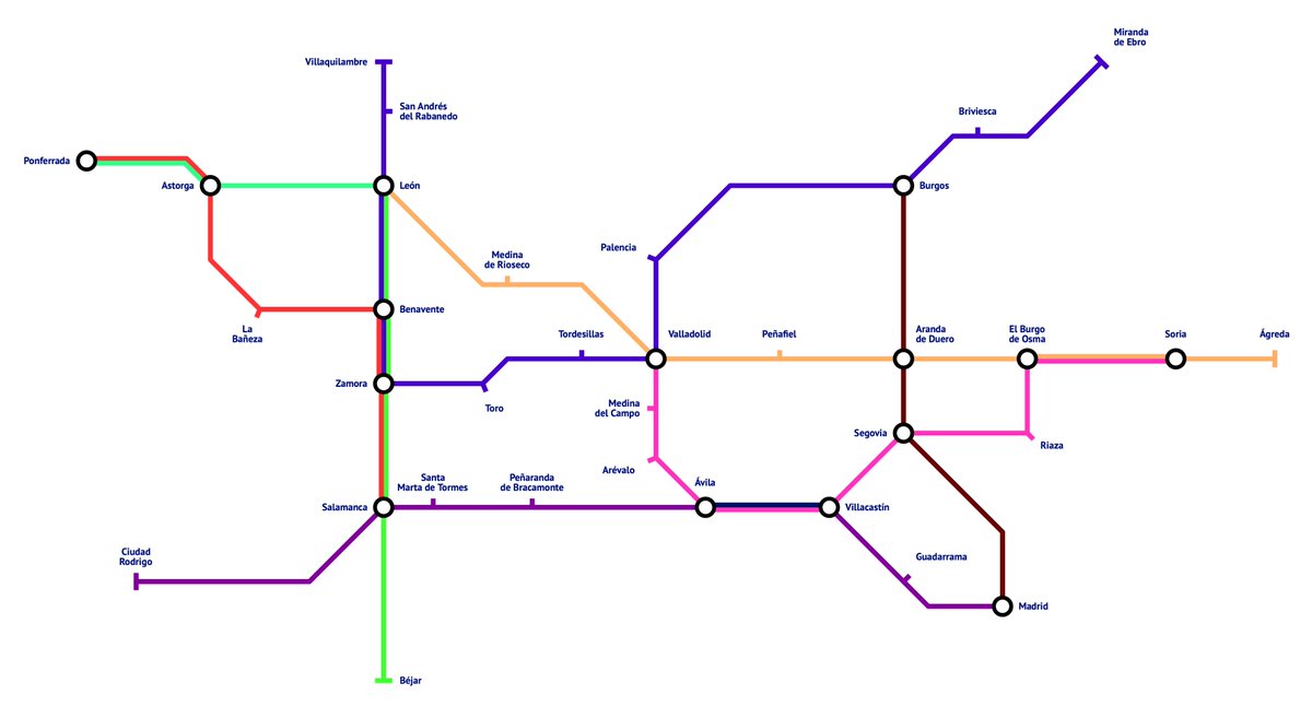 RuralxData's tweet image. -Esta fue una propuesta de trenes regionales que me curré hace un tiempo para Castilla y León.
-¿Qué os parece?