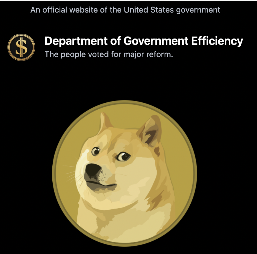 🚨BREAKING: THE OFFICIAL DEPARTMENT OF GOVERNMENT EFFICIENCY WEBSITE IS LIVE WITH THE $DOGE LOGO!🚨