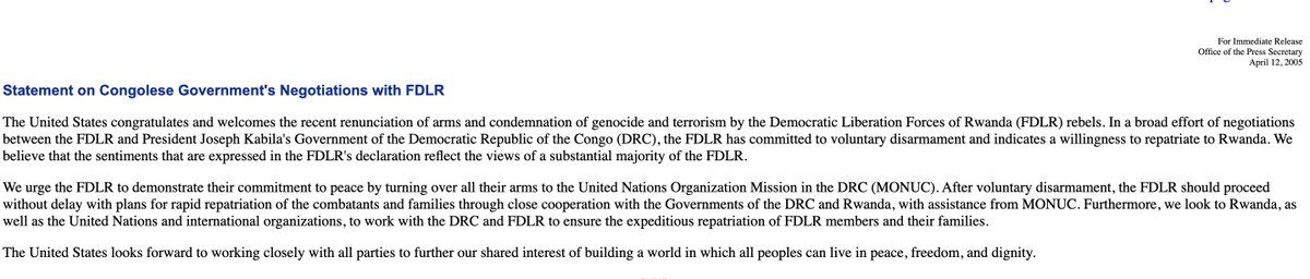 placide_art's tweet photo. La communautĂ© internationale, notamment @MONUSCO, le #UNSC, @USUN et le #UNGoE, dans leur mĂ©thode actuelle de "rĂ©solution des conflits" en RĂ©publique DĂ©mocratique du Congo (#RDC), nie fondamentalement le plan d'action qu'elle avait mis en place il y a deux dĂ©cennies pour traiter les causes profondes du conflit, et qu'elle n'a finalement jamais rĂ©ussi Ă mettre en Ćuvre.
âĄïž Le 12 avril 2005, le #UNSC et les #USA ont saluĂ© le plan d'action visant le dĂ©sarmement et le rapatriement des membres des #FDLR au Rwanda, sous la supervision et l'assistance de #MONUC (la premiĂšre version de @MONUSCO). Les #USA dĂ©claraient alors, au sujet de ce plan : "Nous comptons sur le Rwanda, ainsi que sur les Nations Unies et les organisations internationales, pour collaborer avec la RDC et les FDLR afin d'assurer un rapatriement rapide des membres des FDLR et de leurs familles."
âĄïž En juillet 2005, l'@_AfricanUnion a saluĂ© la dĂ©cision de #MONUC de "mettre en place des sites de regroupement destinĂ©s Ă accueillir les combattants des #FDLR et leurs familles avant leur retour au Rwanda". Cependant, l'@_AfricanUnion a dĂ©plorĂ© que trois mois aprĂšs l'adoption de ce plan d'action, aucun "mouvement" n'ait Ă©tĂ© "enregistrĂ©". Ă noter que cette "absence de mouvement" reste encore dâactualitĂ© deux dĂ©cennies plus tard.
âĄïž Compte tenu de la condition prĂ©alable claire et non Ă©quivoque pour rĂ©soudre le conflit en #RDC â Ă savoir la neutralisation des #FDLR, y compris leur rapatriement au Rwanda avec leurs familles â il faut expliquer comment la mission de maintien de la paix de lâONU est passĂ©e dâun mandat de coordination et dâassistance Ă la neutralisation des #FDLR, Ă une mission qui arme et fournit un soutien logistique et opĂ©rationnel Ă un gouvernement ayant pleinement intĂ©grĂ© les #FDLR dans son armĂ©e nationale. Ce mĂȘme gouvernement promeut, Ă travers des communications officielles, l'idĂ©ologie gĂ©nocidaire que les #FDLR dĂ©fendent depuis trois dĂ©cennies, et qui continue Ă dĂ©cimer les communautĂ©s tutsies dans l'est de la RDC.
âĄïž Il faut Ă©galement expliquer comment @MONUSCO en est venue Ă soutenir militairement et logistiquement une coalition gouvernementale de la RDC, composĂ©e de groupes armĂ©s dirigĂ©s par des chefs de guerre sanctionnĂ©s par l'ONU et l'UE, perpĂ©trant des atrocitĂ©s depuis des dĂ©cennies, ainsi que des mercenaires europĂ©ens, luttant ensemble contre une population tutsie congolaise innocente, dont le seul tort est de vouloir survivre et refuser une vie Ă©ternelle dâexil.
âĄïž Il est essentiel d'expliquer comment l'ONU modifie consciemment le rĂ©cit Ă travers des rapports cherchant Ă convaincre le monde qu'il existe une logique dans ce changement d'approche radical. Pourquoi le Rwanda, qui rappelle Ă cette mĂȘme communautĂ© internationale les causes profondes du conflit qu'elle avait reconnues il y a 20 ans, est-il aujourdâhui accusĂ© d'utiliser les #FDLR comme "prĂ©texte" pour dĂ©fendre ses frontiĂšres ?
âĄïž Compte tenu de cette histoire, il faut expliquer comment les auteurs du gĂ©nocide de 1994 contre les Tutsi â ainsi que leurs soutiens de plus en plus nombreux et les groupes armĂ©s congolais contaminĂ©s par leur idĂ©ologie gĂ©nocidaire â sont soudainement devenus des "victimes" d'une prĂ©tendue "agression rwandaise", qu'ils qualifient dâ"agression tutsie", sous couvert de l'expression "M23 soutenu par le Rwanda".
âĄïž Le fait que l'ONU et la communautĂ© internationale acceptent de se laisser manipuler par cette coalition qui mĂšne actuellement une guerre contre la minoritĂ© tutsie Ă©quivaut Ă envoyer un message clair au monde entier : les Tutsi ne mĂ©ritent pas de vivre, mais de mourir.
@DrMumbogoSV @TomNdahiro @SadateMunyakazi @Unitydefender @afcongo @sir_damas @MunezaEmmanuel @harerimana_tito @byukavuba @UrujeniNathalie @Umukasi_Kivu @SniperNo5 @KARANGWASewase @mwalimuNku @KayinamuraJose8 @FelixMugenzi @LeonPMuhire @FabRugumire @NkotanyiYvette @PatriotNkotanyi @FideleNkotanyi @BrendaMonkango @Mwiza123 @ErnestNsenga @ellen_kampire_ @SugiraMireille @JustinNsengima @Ndagije__sam @EmmanuelINTORE