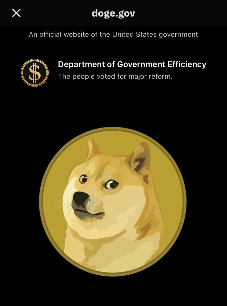 ChandlerCharts's tweet image. Official Department of Government Efficiency website is live featuring the $DOGE logo 👀