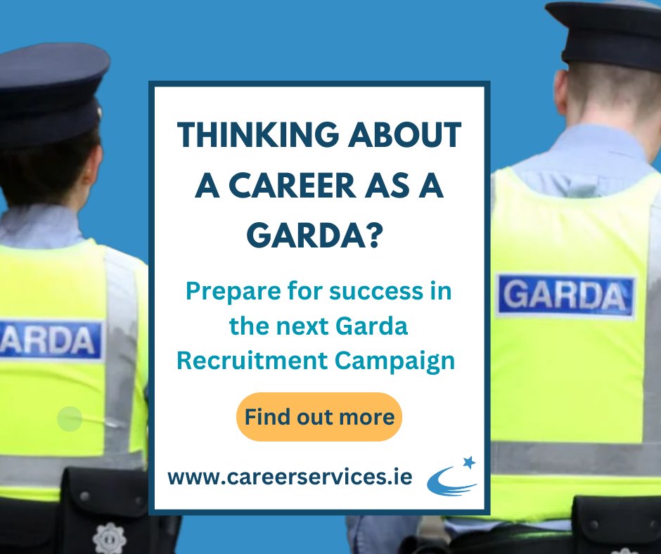cspreparation's tweet photo. 🚔Considering a career as a Garda? The next Garda Trainee recruitment campaign is due to launch this spring!
Our expert Garda recruitment preparation will help you succeed in the next recruitment drive. 
Start preparing for success: https://t.co/z41AWX24S2 https://t.co/84p3qajPV1