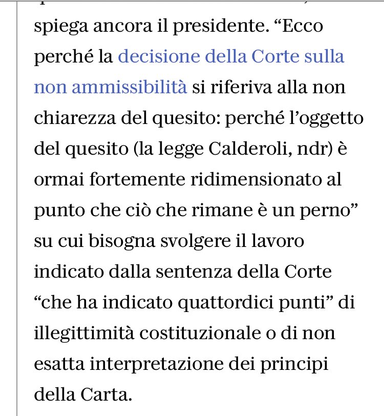 profgviesti's tweet photo. Il neo Presidente della Corte Costituzionale spiega (Repubblica) perché la non ammissibilità del referendum non significa affatto un via libera alla secessione dei ricchi

La sentenza 192 della Corte ha chiarito l’incostituzionalità delle richieste regionali del percorso seguito https://t.co/NGgjFmwlzi