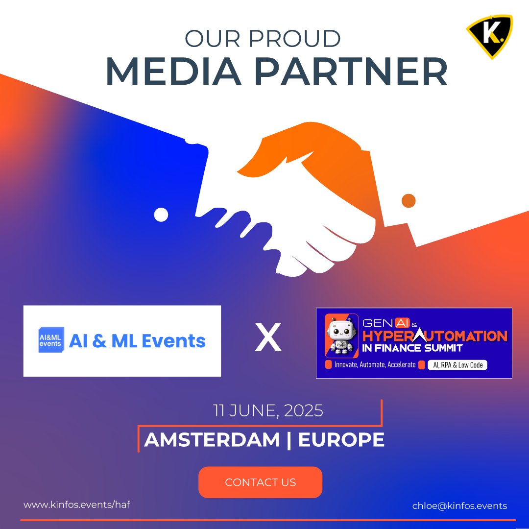 aaisummit's tweet photo. We’re thrilled to welcome our media partners to the GenAI &amp; HyperAutomation in Finance Summit, happening in New York on March 26, 2025! 🌟

AI &amp; ML Events

To know more about the summit please visit: https://t.co/XRc2y7rRFm
or contact us: chloe@kinfos.co.uk https://t.co/6IVRVCVzQ6
