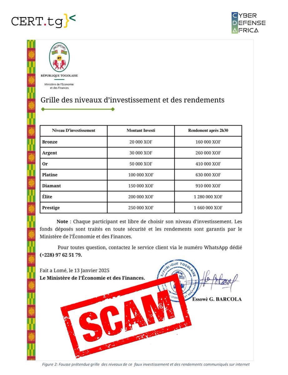 ALERTE HAMEÇONNAGE : FAUSSE SESSION D'INVESTISSEMENT