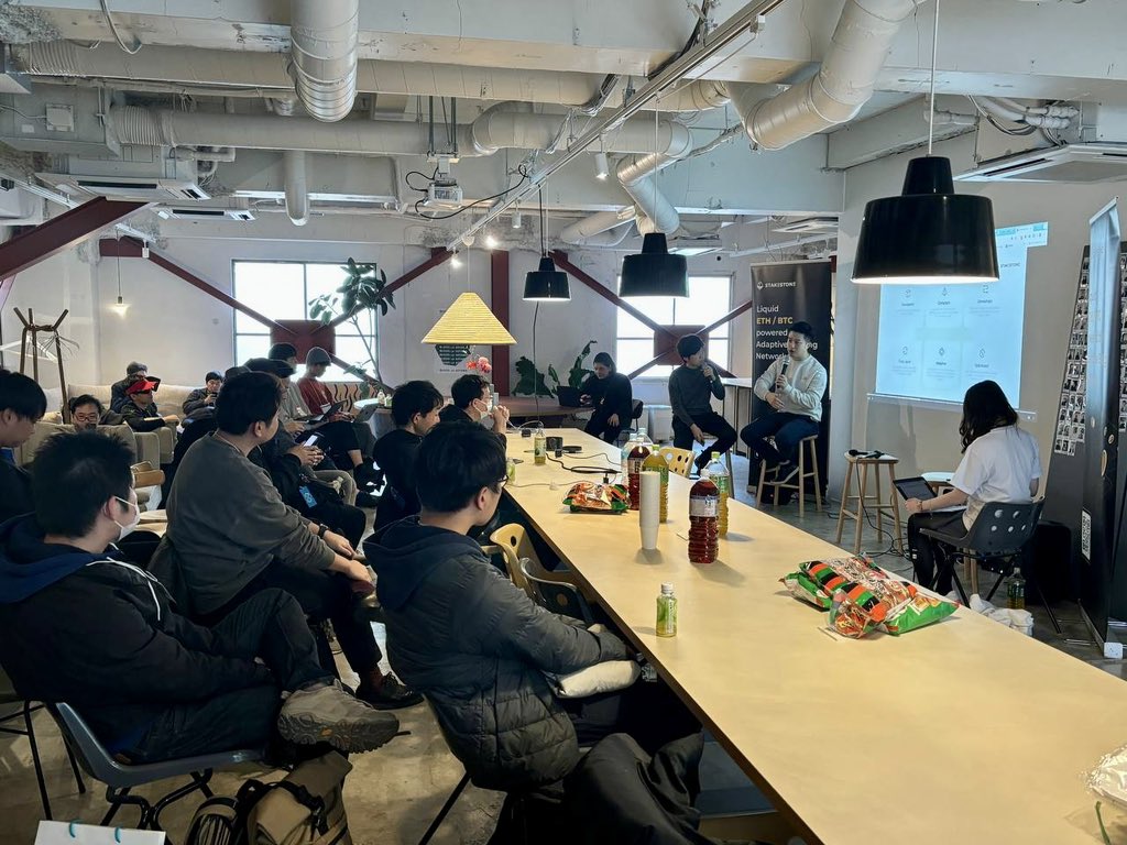 Stake_Stone's tweet photo. Rounding up our events in Tokyo this month with our partners @StakeStone_JP 

On the 18th of Jan, was a packed weekend at our #StakeStoneConnect meetup - shared about how we are pioneering omnichain liquidity infrastructure and our roadmap!  

Thank you to our partners for making this event happen @skylandvc, @berapoker_, @PacificMeta and others.
