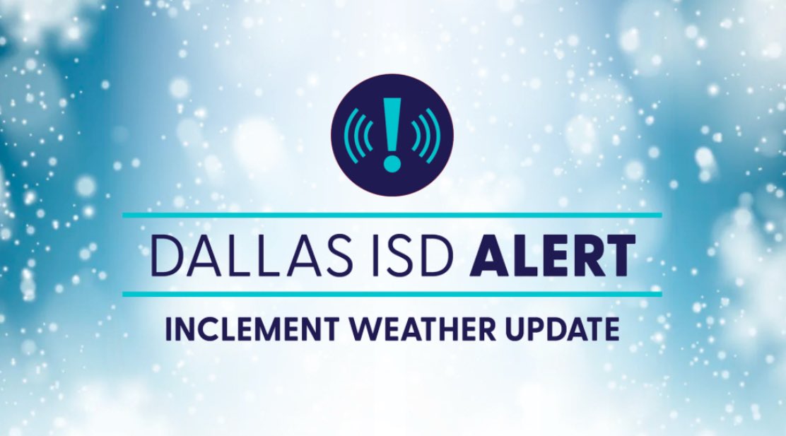 All Dallas ISD outdoor athletics events and practices scheduled for Tuesday, Jan. 21, are canceled because of extremely cold temperatures. indoor events will continue as scheduled. To view updated schedules, visit dallasisd.org/athletics.