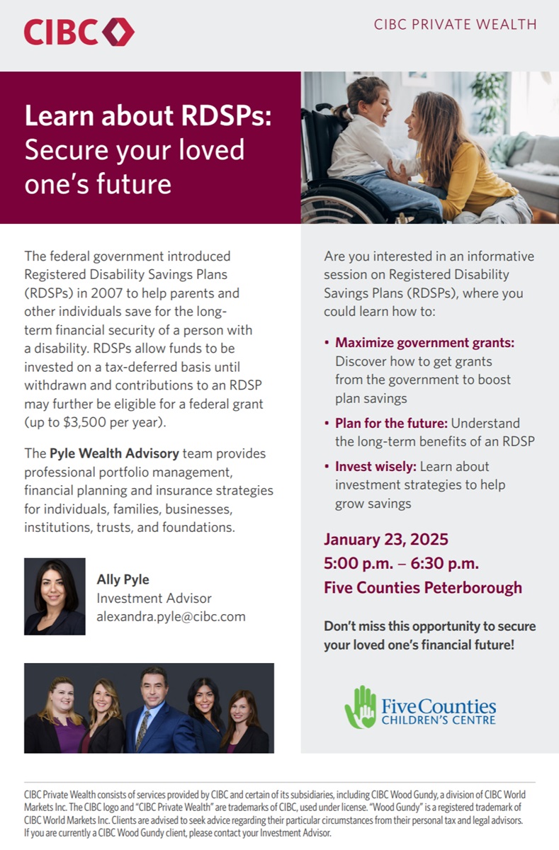 5CountiesKids's tweet photo. ⚠️ Last call!!  Help secure long-term financial security for a loved one with a disability. Join us in-person or virtually for Intro to Registered Disability Savings Plans this Thursday (Jan. 23). TY Pyle Wealth Advisory team for leading this session:

▶️ https://t.co/w8EootkCUv https://t.co/DEhwBeGxpC