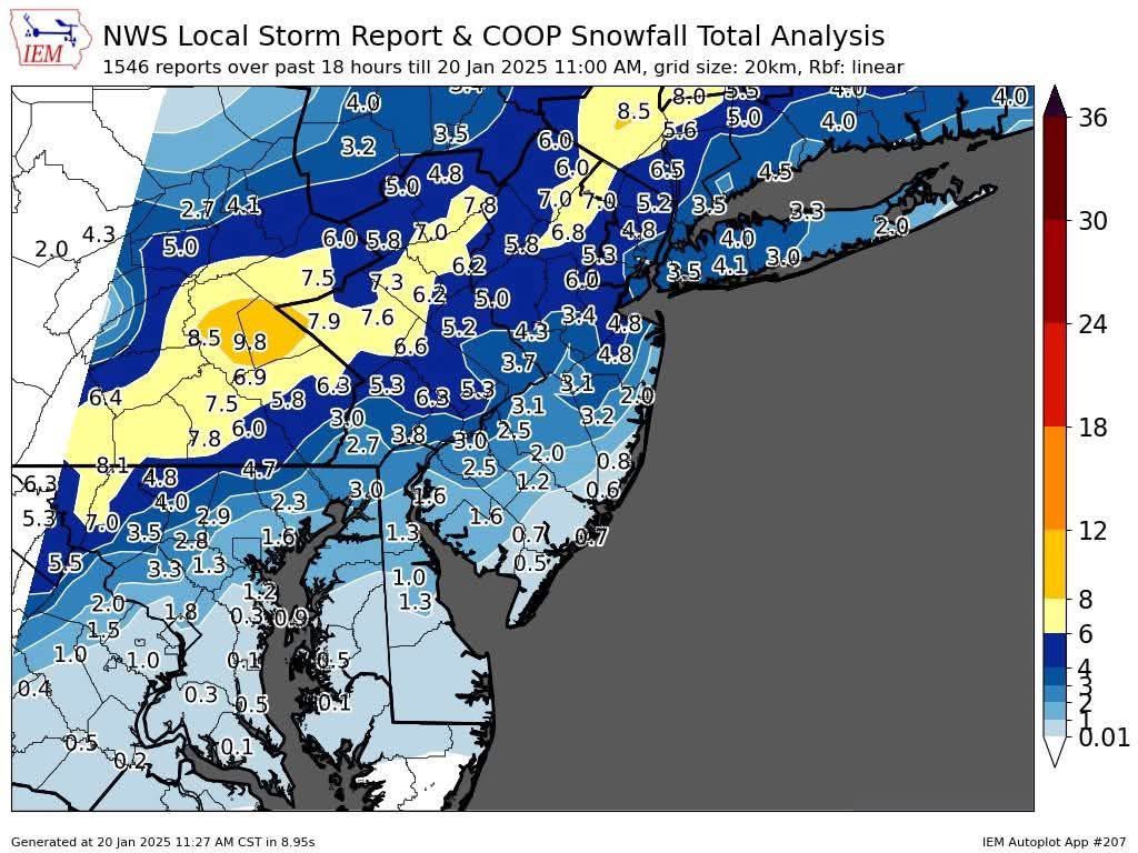 Wilmwx's tweet photo. Here are the snowfall totals from Sunday. Wilmington Airport officially came in with 2.0” bringing our season total to 6.4”. https://t.co/OjviyOR9fE