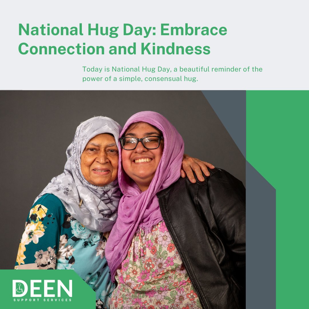 🤗 A hug can be a bridge that connects us with love, kindness, and acceptance. It can spark healing, foster understanding, and bring us closer as a community.

Tag us and show us how you’re celebrating #NationalHugDay! 🌍✨
#DEENSupportServices #LoveAndKindness #BuildingCommunity