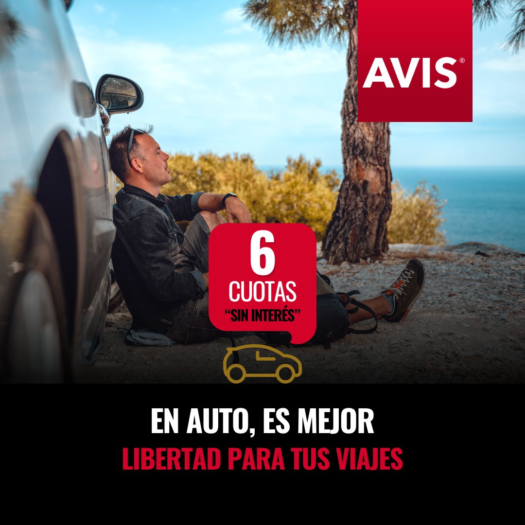 En Avis hacemos que tus vacaciones sean más fáciles! Alquilá un #auto con nosotros y aboná en 6 #cuotas sin interés. Así tenés la posibilidad de recorrer cualquier provincia del país a tu ritmo. Libertad, comodidad y flexibilidad. Todo lo que necesitás en Avis.com.ar