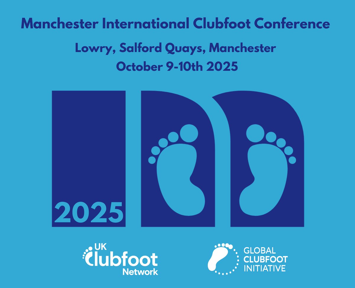 GlobalClubfoot's tweet photo. 🌟The Manchester International Clubfoot Conference 2025 is coming soon! 🌟

🎉 Join us on October 9-10, at Lowry Theatre in Manchester, for an engaging conference on clubfoot management.  Sign up to our waiting list now and get exclusive early bird offers. https://t.co/ynX1SzGEtu https://t.co/VBK2n7ttrN