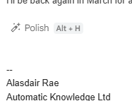 Is this new gmail assistant telling me I need to polish my writing or is it suggesting I write in Polish instead? I can't quite figure it out