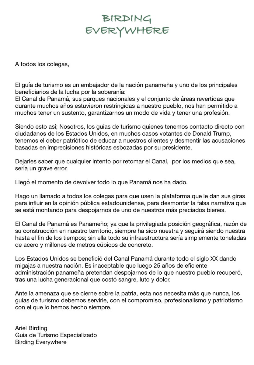 Mensaje a los colegas tras el intento de Donald Trump de despojarnos del  el Canal de Panamá.  #POTUS47  #DonaldTrump #panamacanal  #canalpanama