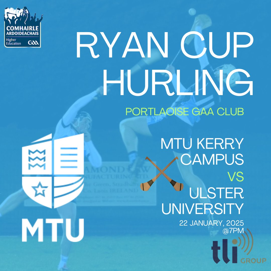 MTU Kerry Campus GAA Club (@mtukerrygaaclub) on Twitter photo Our senior hurlers will play their first round Ryan Cup game tomorrow evening in Portlaoise as they take on Ulster University @ 7pm.
Best of luck to the players and management.
<a href="/MTUSU_Kerry/">MTU Kerry Students’ Union</a> <a href="/MTU_KerrySport/">MTUKerryCampusSport</a> <a href="/radiokerrysport/">Radio Kerry Sport</a> <a href="/kerryman_ie/">The Kerryman</a> <a href="/HigherEdGAA/">GAA Higher Education</a> Our senior hurlers will play their first round Ryan Cup game tomorrow evening in Portlaoise as they take on Ulster University @ 7pm.
Best of luck to the players and management.
<a href="/MTUSU_Kerry/">MTU Kerry Students’ Union</a> <a href="/MTU_KerrySport/">MTUKerryCampusSport</a> <a href="/radiokerrysport/">Radio Kerry Sport</a> <a href="/kerryman_ie/">The Kerryman</a> <a href="/HigherEdGAA/">GAA Higher Education</a>