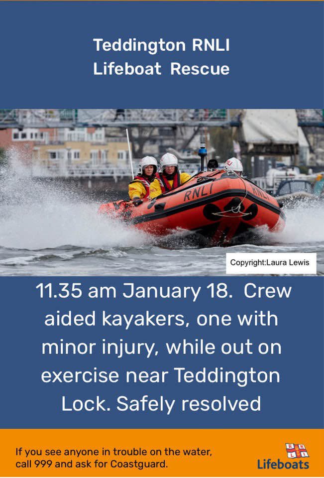 Teddington RNLI crew exercise became a rescue when they helped kayakers in difficulty near Teddington Lock #teddington #teddingtonrnli #rnli #lifeboats <a href="/followers/">はうはう</a>