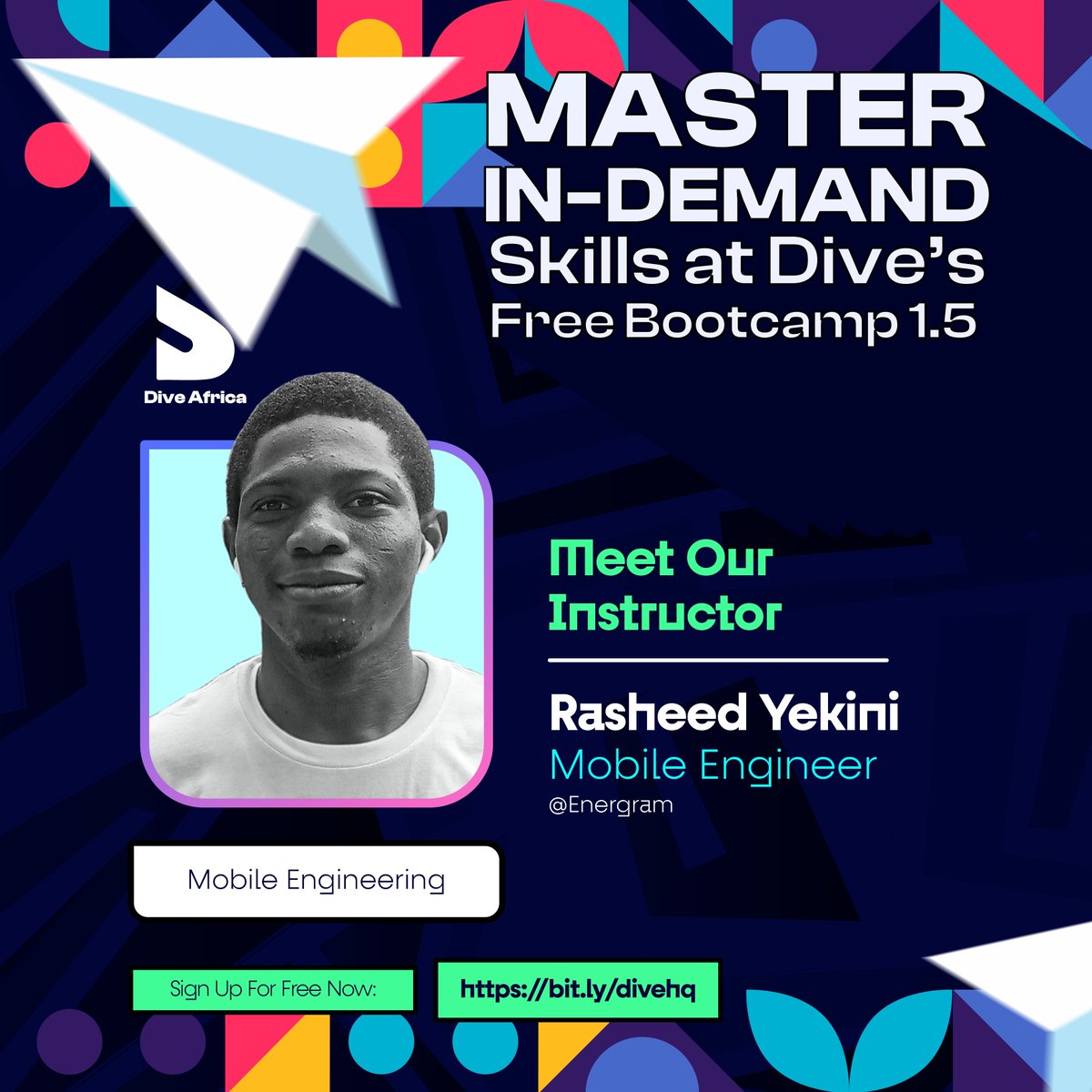 TrydiveHq's tweet photo. Meet Rasheed Yekini, One of our Mobile Engineering Experts!
4+ years building scalable mobile apps with Flutter & Node.js. Full-Stack Mobile Engineer @ReviveDigital
Ready to revolutionize mobile technology?
https://t.co/9PGzN6b481
#DiveIntoTech #MobileDevelopment #TechTraining https://t.co/poPG65s8E0