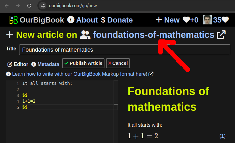 OurBigBook's tweet photo. https://t.co/Lmf8YkSs6f The topic ID with a link to the topic now shows up on the Web editor. This helps users decide if the topic is suitable for their article. https://t.co/od34sVj2TY