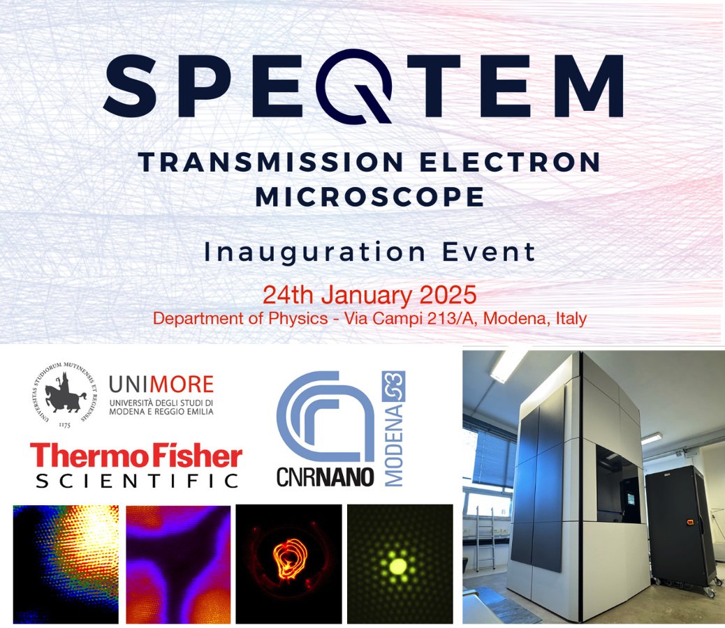 CNR Consiglio Nazionale delle Ricerche (@cnrsocial_) on Twitter photo Il #24gennaio a #Modena <a href="/Cnr_Nano/">CNR Istituto Nanoscienze</a> e <a href="/UNIMORE_univ/">UNIMORE</a> inaugurano il microscopio elettronico avanzato #SPEQTEM
Lo strumento rappresenta una facility integrata per la ricerca di frontiera in ambito quantistico, a supporto della transizione energetica
cnr.it/it/evento/19636
<a href="/MC_Carro/">MariaChiara Carrozza</a> Il #24gennaio a #Modena <a href="/Cnr_Nano/">CNR Istituto Nanoscienze</a> e <a href="/UNIMORE_univ/">UNIMORE</a> inaugurano il microscopio elettronico avanzato #SPEQTEM
Lo strumento rappresenta una facility integrata per la ricerca di frontiera in ambito quantistico, a supporto della transizione energetica
cnr.it/it/evento/19636
<a href="/MC_Carro/">MariaChiara Carrozza</a>