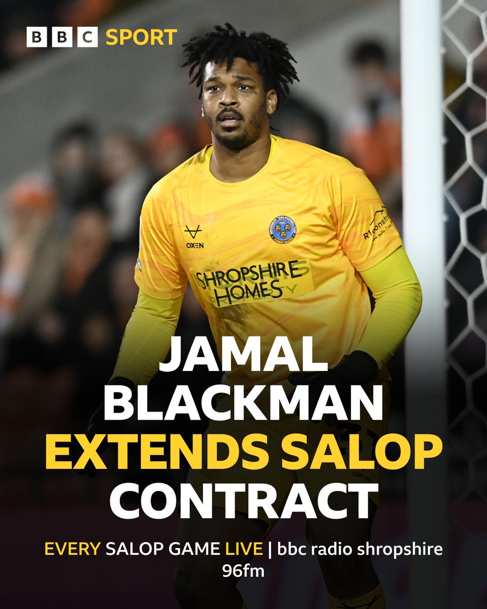 BBC Sport Shropshire (@bbcshropsport) on Twitter photo 🚨 BREAKING NEWS 🚨
GK Jamal Blackman signs a contract extension at #Shrewsbury until the end of the season
<a href="/Big_Blacks/">Jamal Blackman</a> joined a month ago and made his debut at Wigan
📻 More on <a href="/BBCShropSport/">BBC Sport Shropshire</a> 96fm
#BBCFootball | #Salop 🚨 BREAKING NEWS 🚨
GK Jamal Blackman signs a contract extension at #Shrewsbury until the end of the season
<a href="/Big_Blacks/">Jamal Blackman</a> joined a month ago and made his debut at Wigan
📻 More on <a href="/BBCShropSport/">BBC Sport Shropshire</a> 96fm
#BBCFootball | #Salop